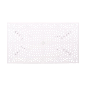 Celestine - Outdoor Cast Aluminum Dining Table With Floral Lattice Design And Umbrella Holder