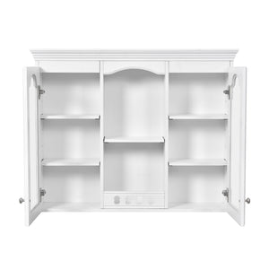 Wall-Mounted Medicine Cabinet With 2 Glass Doors, Adjustable Shelves - White