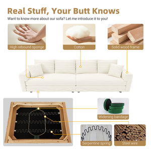 4 Seat Sofa With Soft Pillows And Movable Ottoman