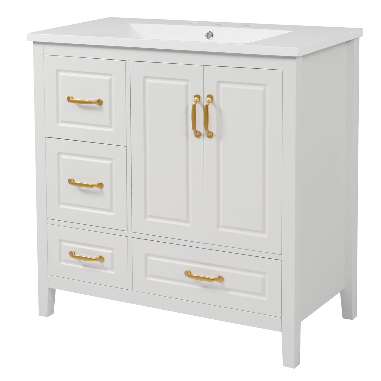 Bathroom Vanity With Sink, Soft Closing Doors & Drawers, Metal Handles - Best Buy Furniture