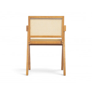 Chandigarh Arm Dining Chair With Natural Cane Design (Set of 2)