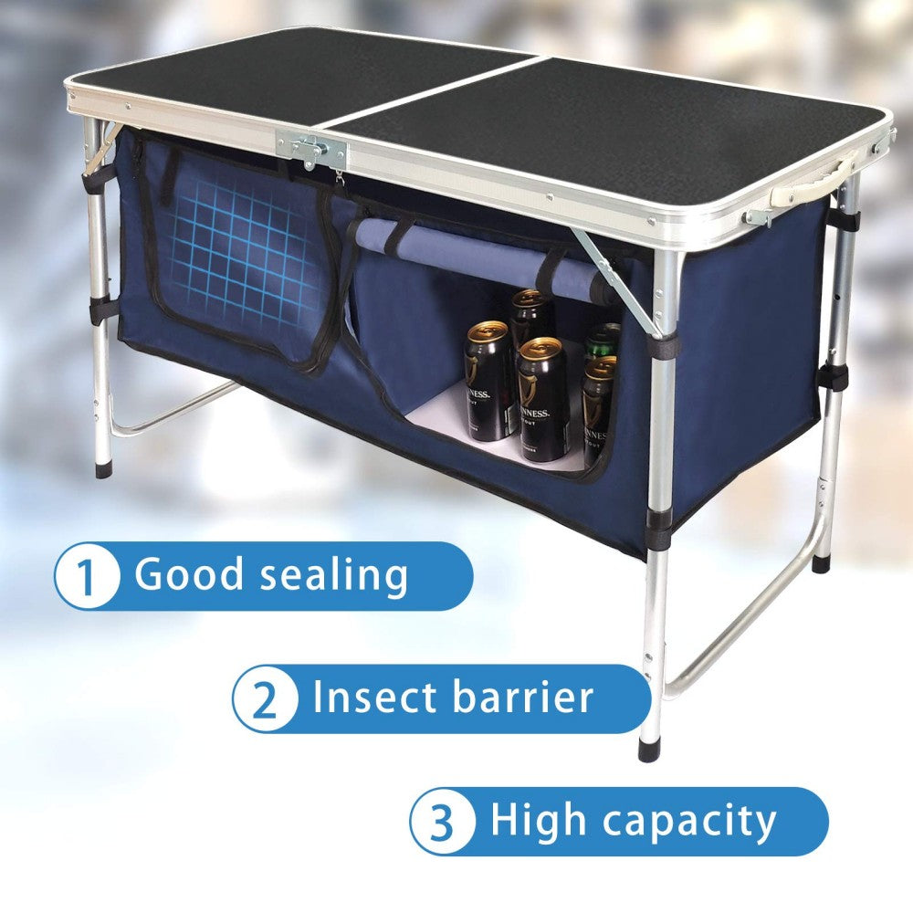 Folding Camping Table With Storage Compartment