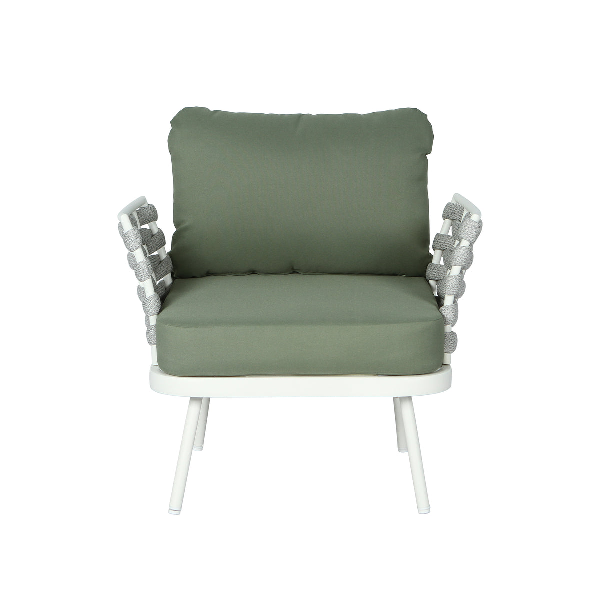 Mariano Steel 4-Pieces Conversation Set, Off White+Green