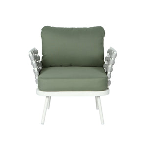Mariano Steel 4-Pieces Conversation Set, Off White+Green