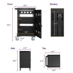 Mobile Charging Cart For Tablets Laptops 35, Device Capacity Matt Metal