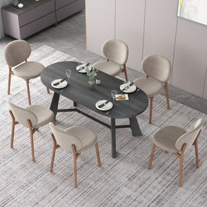 70.86 Inch Oval Dining Table, Rustic Style Dining Room Table