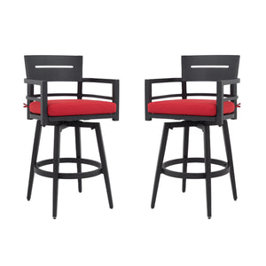 Outdoor Swivel Bar Chairs, 360 Degree Rotation, Ergonomic Backrest (Set of 2)