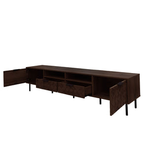 TV Stand For TVs Up To 85" With Closed Storage, Soft Closing Hinges, Living Room Entertainment Center - Walnut