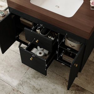 36" Modern Freestanding Bathroom Vanity with Sintered Stone Top, Ceramic Sink & Smart Storage