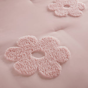 3-Piece Twin Floral Reversible Tufted Chenille Comforter Set
