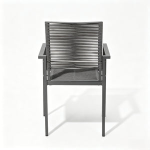 7-Piece Aluminum & Woven Rope Outdoor Patio Dining Set, Grey & Black