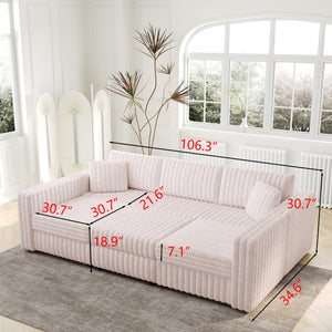 106.3" Soft U-Shaped 6-Person Sofa with Matching Ottoman