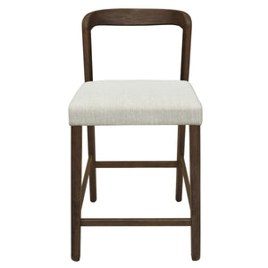 Solid Rubber Wood Counter Stools (Walnut + Beige) Set of 2