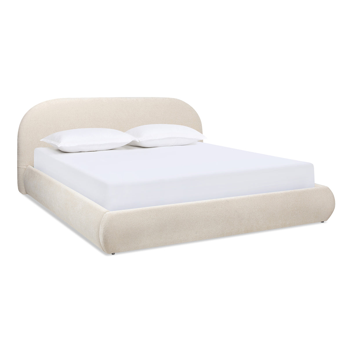 Archie Puffy Grounded Upholstered Platform Bed - Oatmeal Light