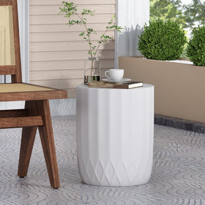 Outdoor End Table With Scallop Edge - Antique White - Best Buy Furniture