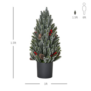 HOMCOM 18" Tall Unlit Miniature Snow-Flocked Tabletop Christmas Tree