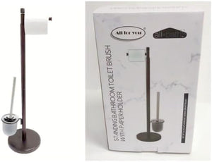 Freestanding Toilet Brush with Toilet Paper Holder – Bathroom Cleaning & Storage Stand