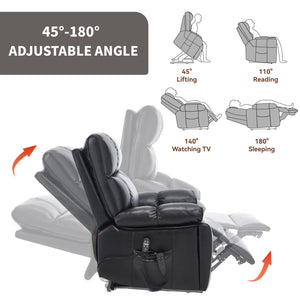 Black Leatheraire Heat Massage Recliner