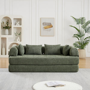 Convertible Sleeper Sofa Bed With Cylindrical Pillow
