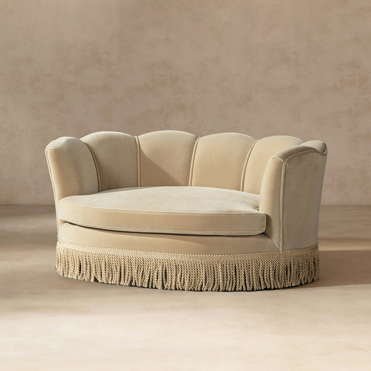 Clara 34.5" Scalloped Pet Sofa Bed, Medium, Fawn