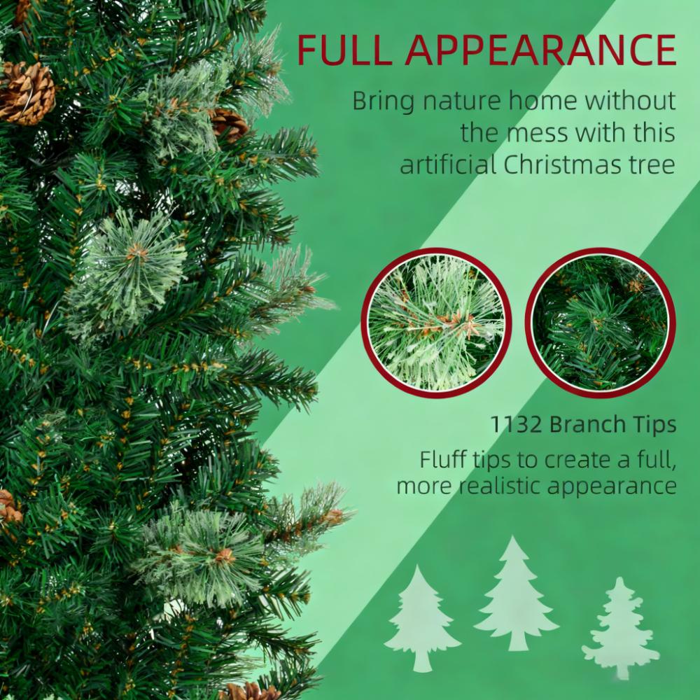 Slim Pine Needles Xmas Tree - 7.5 Foot Pencil Christmas Tree