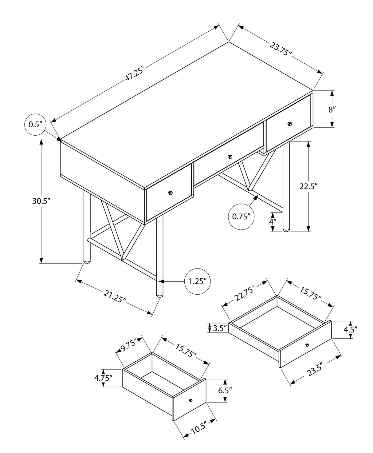 Computer Desk For Home Office, Stylish Design, Storage Drawers, Transitional - Best Buy Furniture