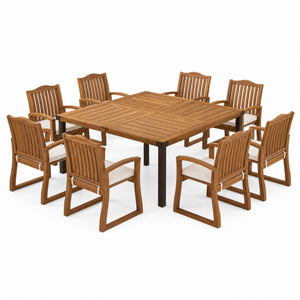 9-Piece Acacia Wood Outdoor Patio Dining Set