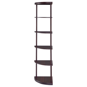 Corner Bookcase With 5 Shelves, Compact Design For Living Room - Cappuccino