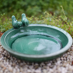Handmade Ceramic Bird Bath, 11.8 Inch Forest