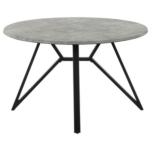 Vellux - 5 Piece Round Dining Table Set With Concrete Top Upholstered Chairs - Gunmetal