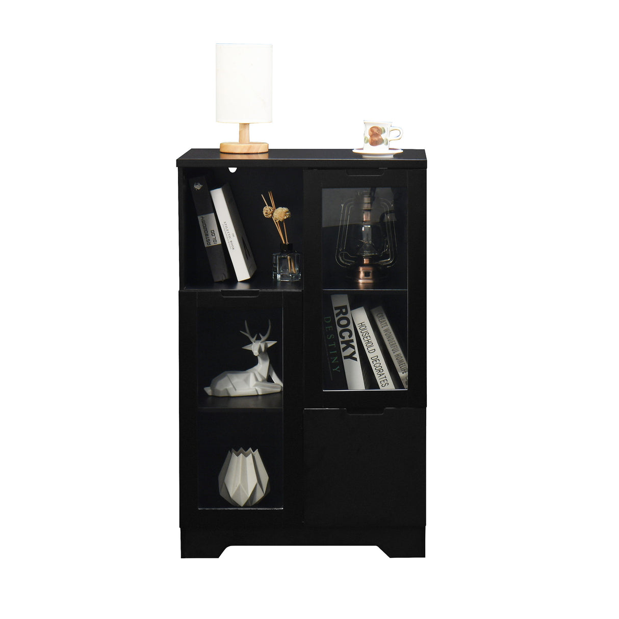 Modern Cabinet With Glass Doors And Drawer