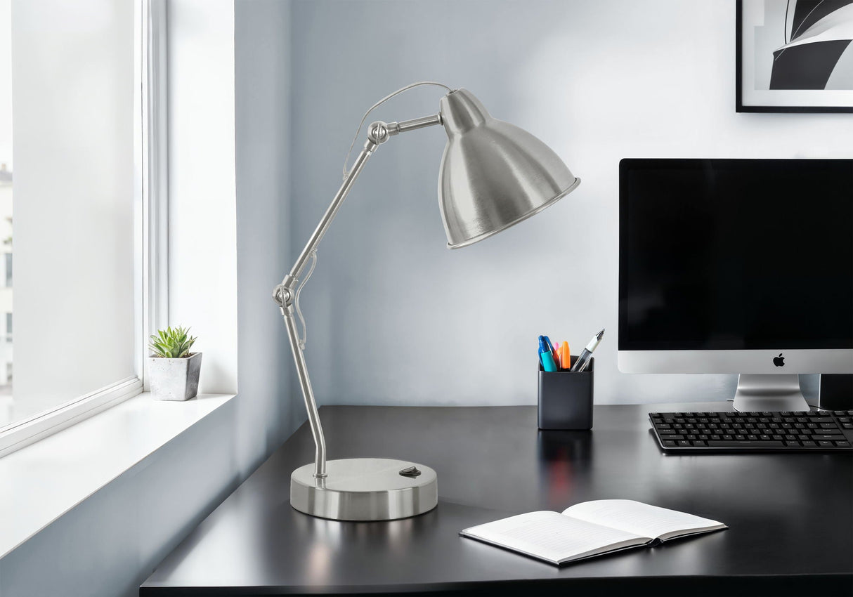 Lighting, Table Lamp, USB Port Included, Nickel Metal, Nickel Shade, Modern - Silver - Best Buy Furniture