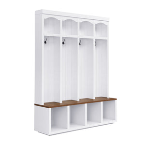Entryway Hall Tree With Bench, 4 Hooks & Open Storage Space