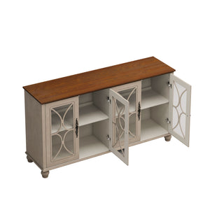 Elegant 4 Door Cabinet With Tempered Glass Doors
