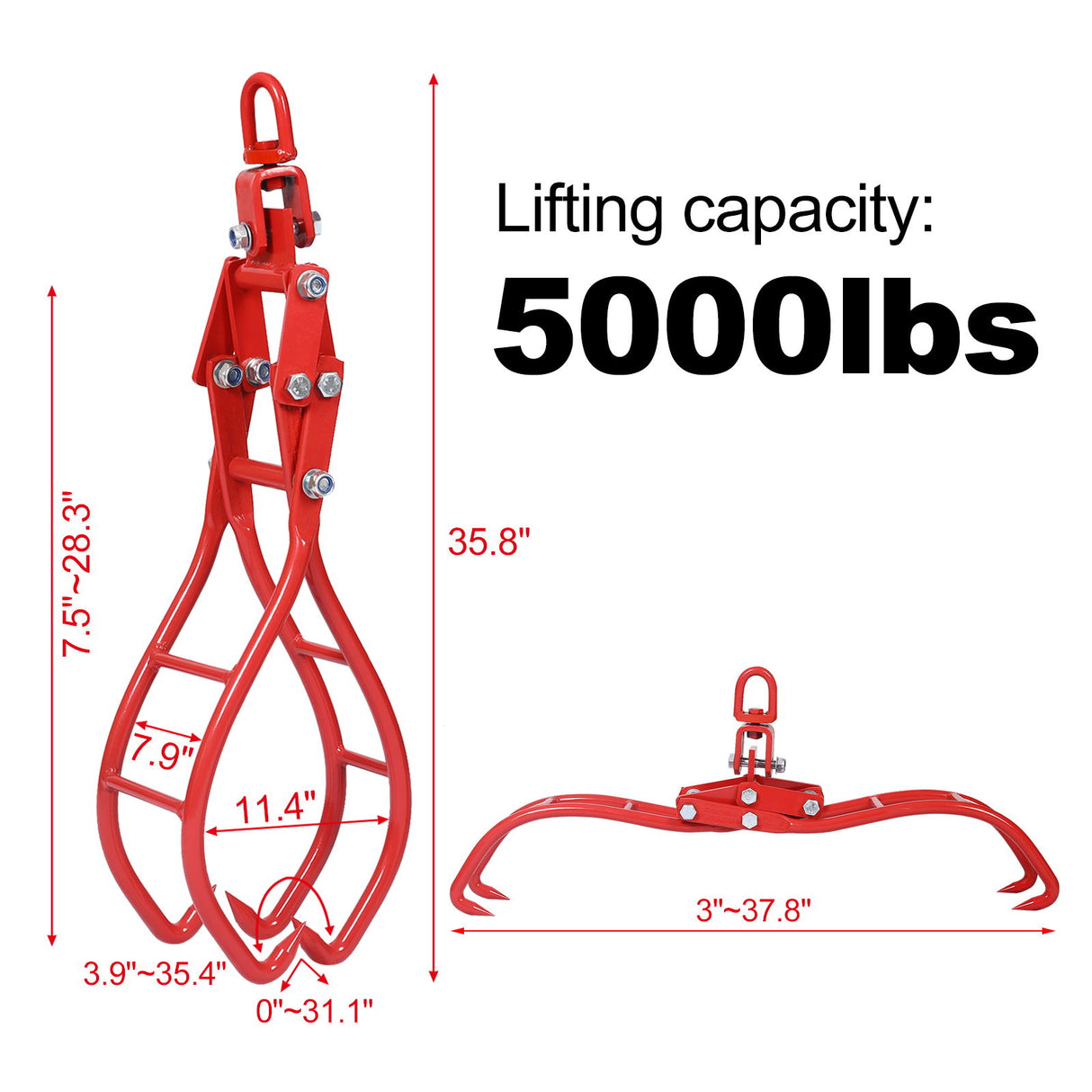 Heavy-Duty 4 Claw Timber Log Lifting Tongs Grabber