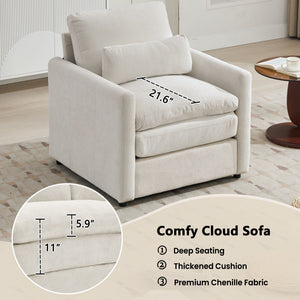 Cozy Upholstered Cushion Armchair For Living Room