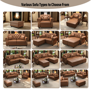 41.3" Upholstered Faux Leather Sofa with Nailhead Trim