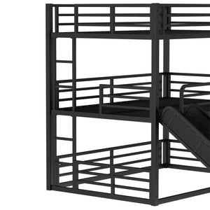Full Over Full Over Full Bunk Bed with Slide