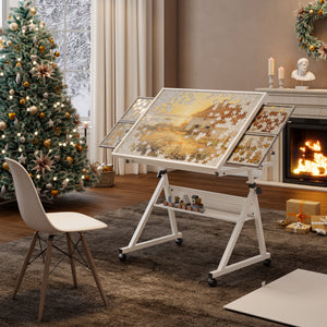 1500 Pieces Jigsaw Puzzle Metal Table Board with 4 Trays