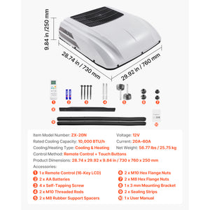 Truck Air Conditioner, 12V 10000 BTU Dual Cooling & Heating Unit