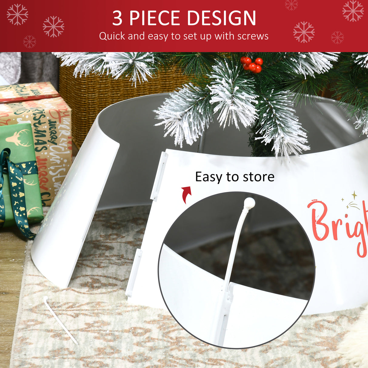HOMCOM 26 Inch Christmas Tree Collar Ring, Stand Cover for Decor
