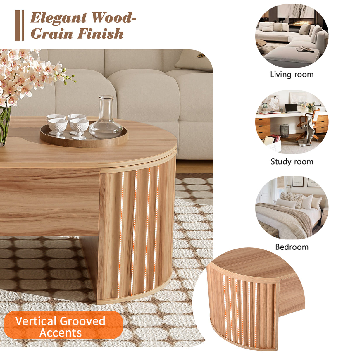 U-Can 47.2'' Lift Top Coffee Table with Hidden Compartment