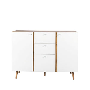 Sideboard Buffet Cabinet With 3 Drawers & 2 Doors, Buffet Cabinet With Adjustable Shelves For For Living Room Dining Room Hallway, Kitchen - White