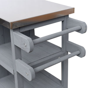 Foldable Outdoor Kitchen Island With Storage Cabinet