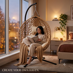 Foldable Hanging Egg Chair with Stand and Cushion