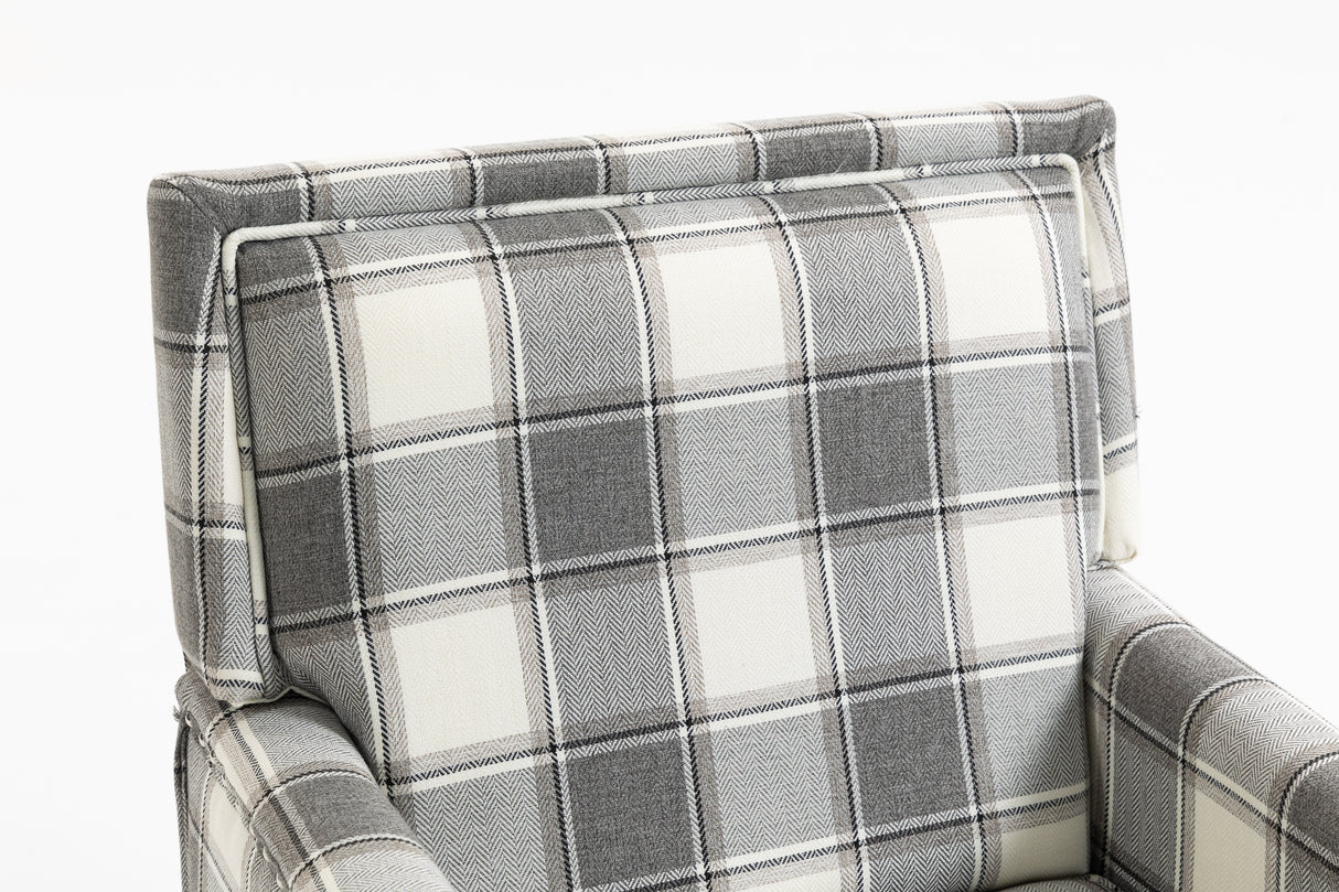 Upholstered Accent Chair, Vintage Armchair with Solid Wood Legs