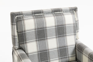 Upholstered Accent Chair, Vintage Armchair with Solid Wood Legs