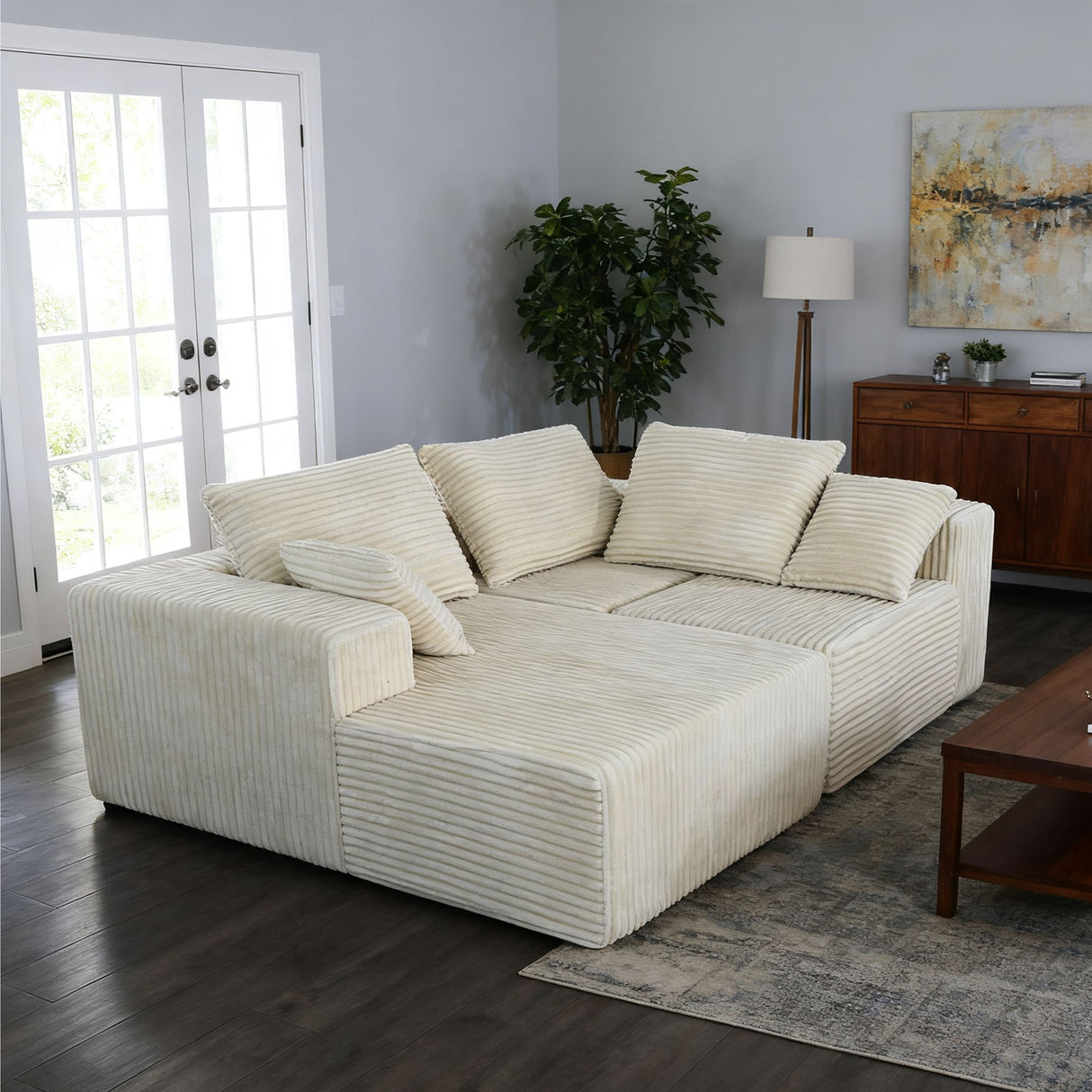 Corner Combination Sofa Sectional Couch With Soft Fabric