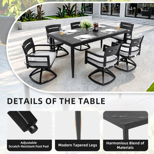 Modern 7-Piece Outdoor Patio Aluminum Dining Set