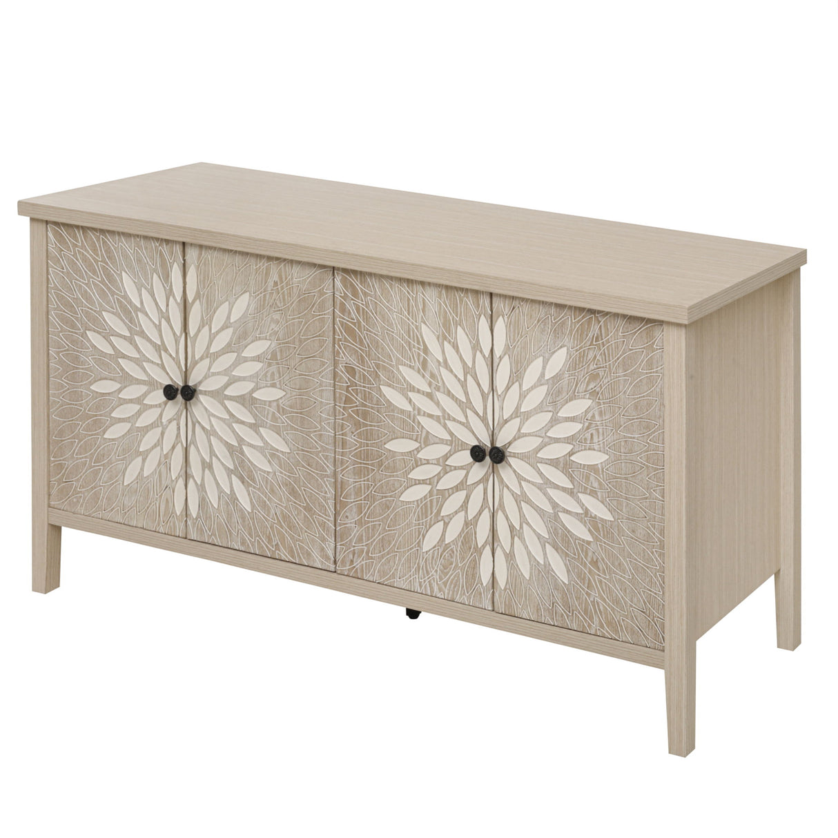 Modern Storage Cabinet With 4 Doors & Adjustable Shelves